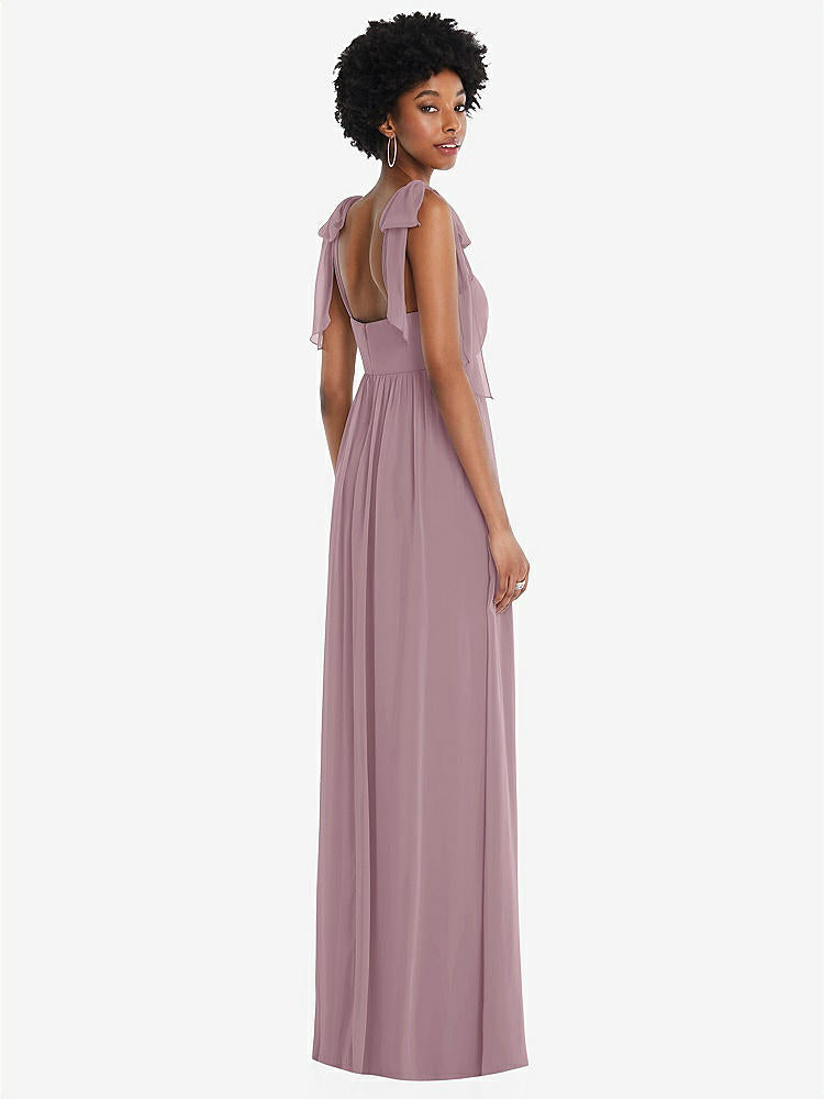 【STYLE: 1564】Convertible Tie-Shoulder Empire Waist Maxi Dress【COLOR: Dusty Rose】