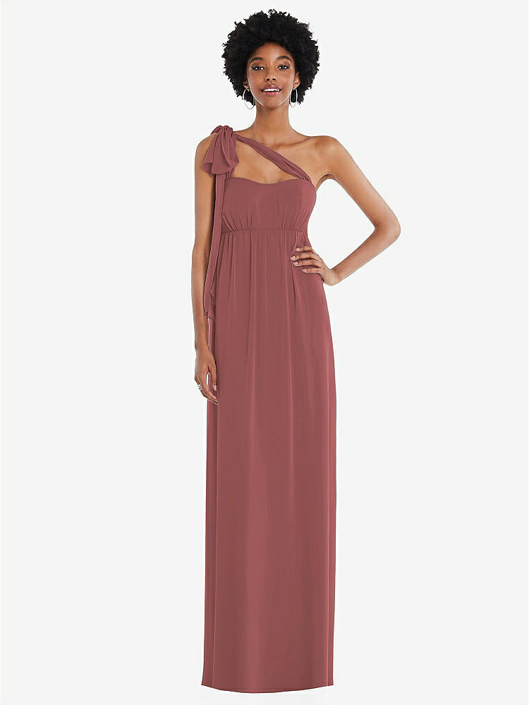 【STYLE: 1564】Convertible Tie-Shoulder Empire Waist Maxi Dress【COLOR: English Rose】
