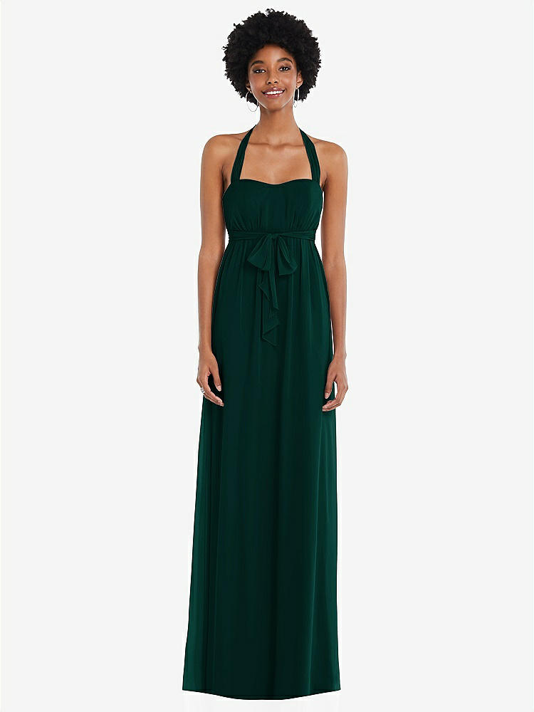 【STYLE: 1564】Convertible Tie-Shoulder Empire Waist Maxi Dress【COLOR: Evergreen】