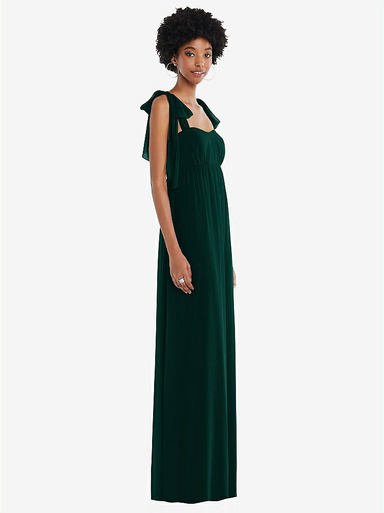 【STYLE: 1564】Convertible Tie-Shoulder Empire Waist Maxi Dress【COLOR: Evergreen】