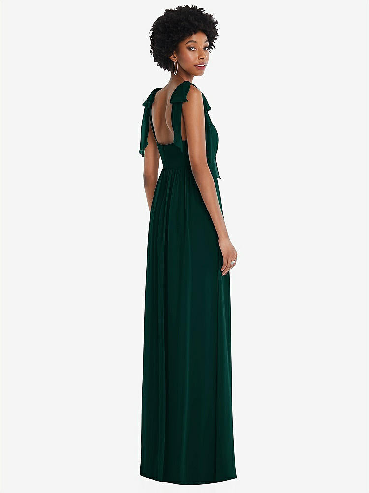 【STYLE: 1564】Convertible Tie-Shoulder Empire Waist Maxi Dress【COLOR: Evergreen】