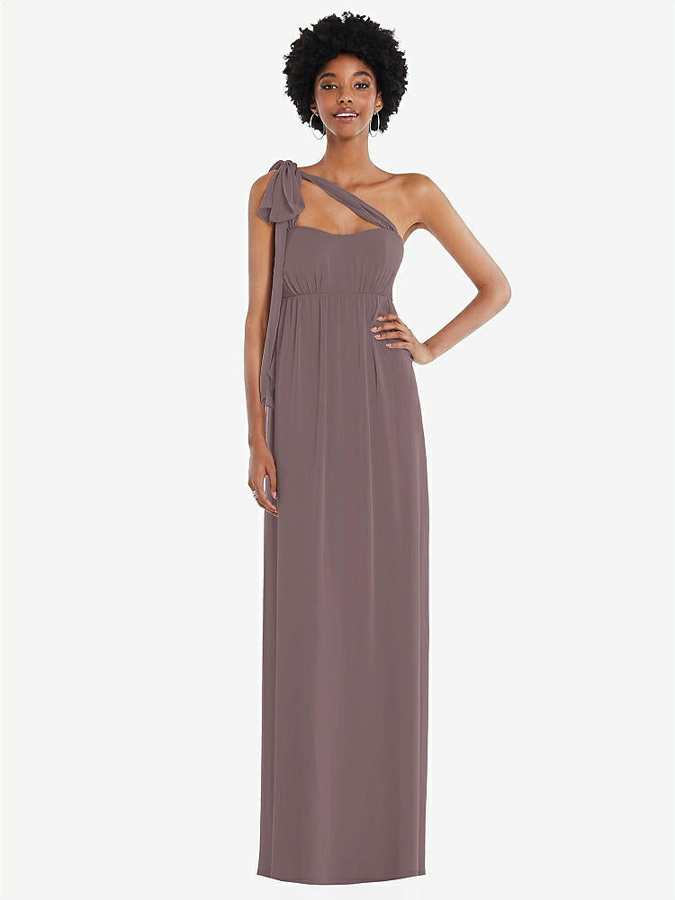 【STYLE: 1564】Convertible Tie-Shoulder Empire Waist Maxi Dress【COLOR: French Truffle】