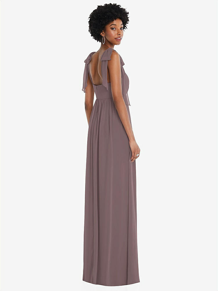 【STYLE: 1564】Convertible Tie-Shoulder Empire Waist Maxi Dress【COLOR: French Truffle】