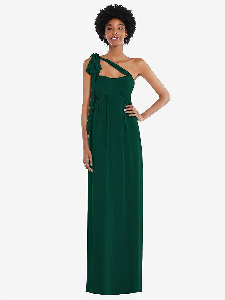 【STYLE: 1564】Convertible Tie-Shoulder Empire Waist Maxi Dress【COLOR: Hunter Green】