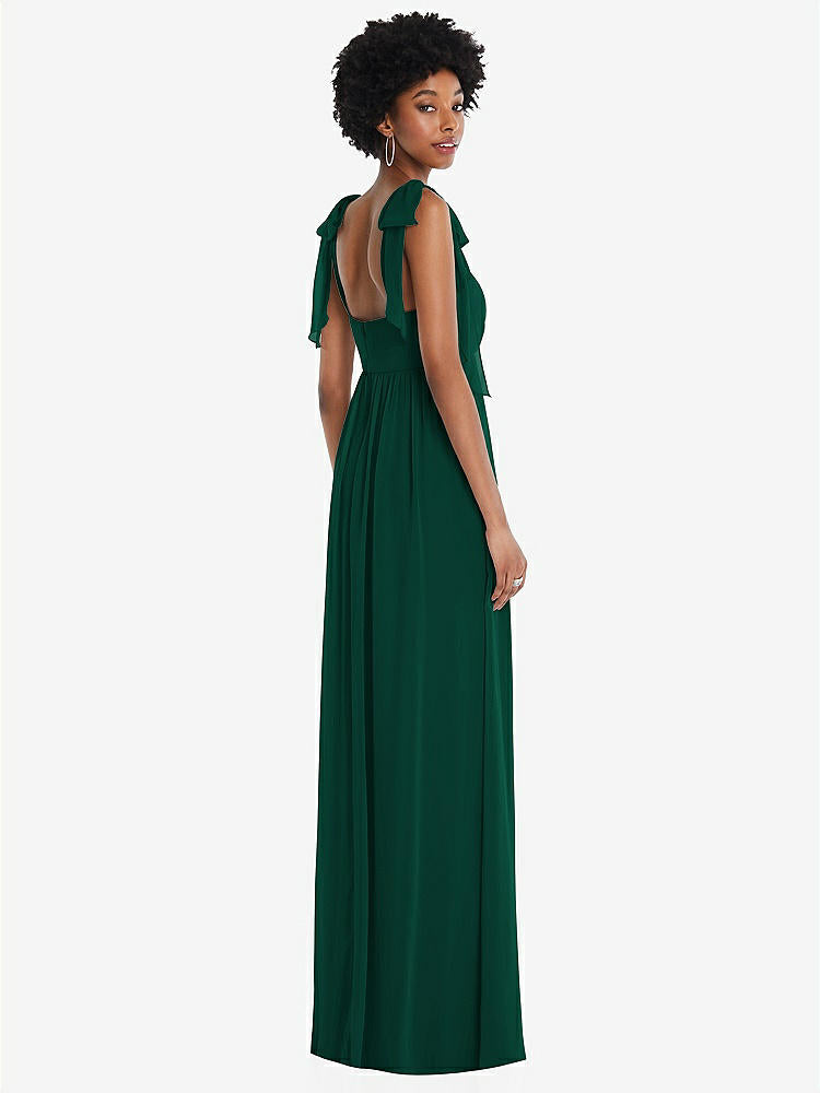 【STYLE: 1564】Convertible Tie-Shoulder Empire Waist Maxi Dress【COLOR: Hunter Green】