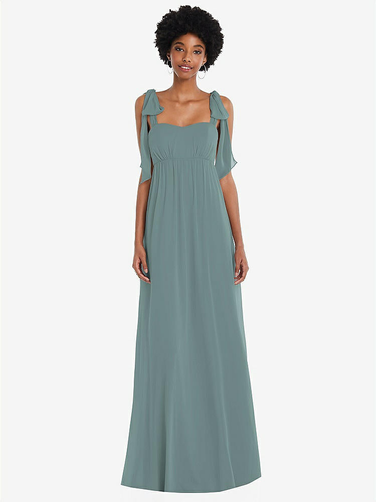 【STYLE: 1564】Convertible Tie-Shoulder Empire Waist Maxi Dress【COLOR: Icelandic】
