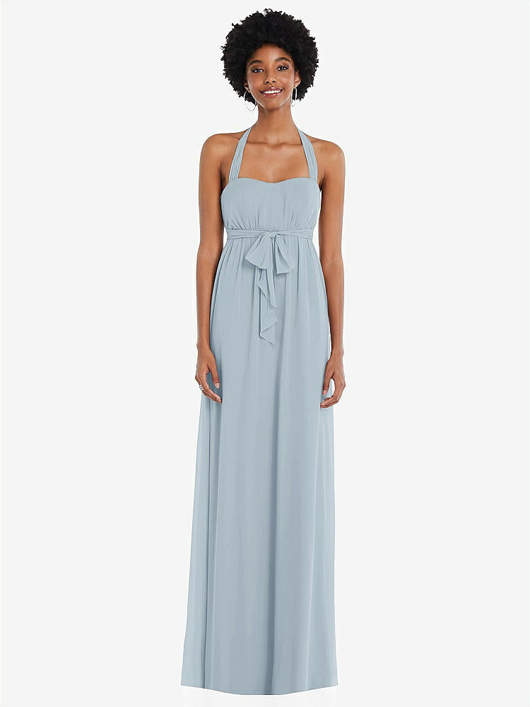 【STYLE: 1564】Convertible Tie-Shoulder Empire Waist Maxi Dress【COLOR: Mist】