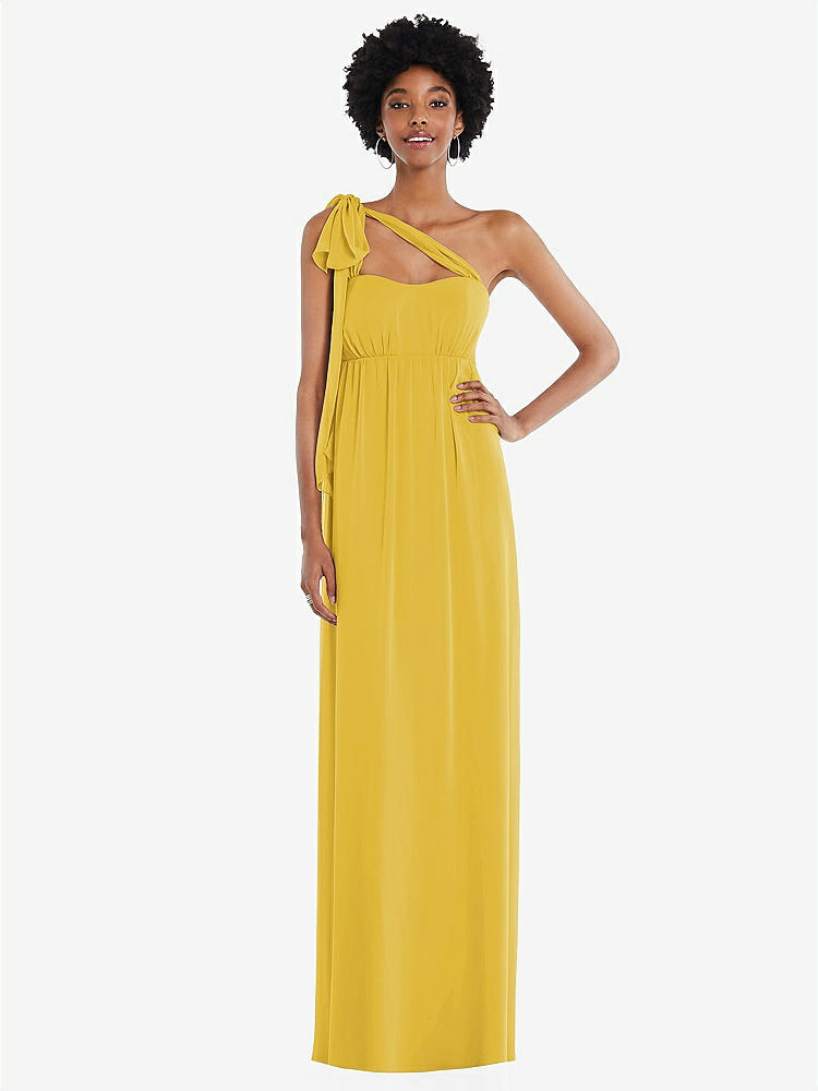 【STYLE: 1564】Convertible Tie-Shoulder Empire Waist Maxi Dress【COLOR: Marigold】