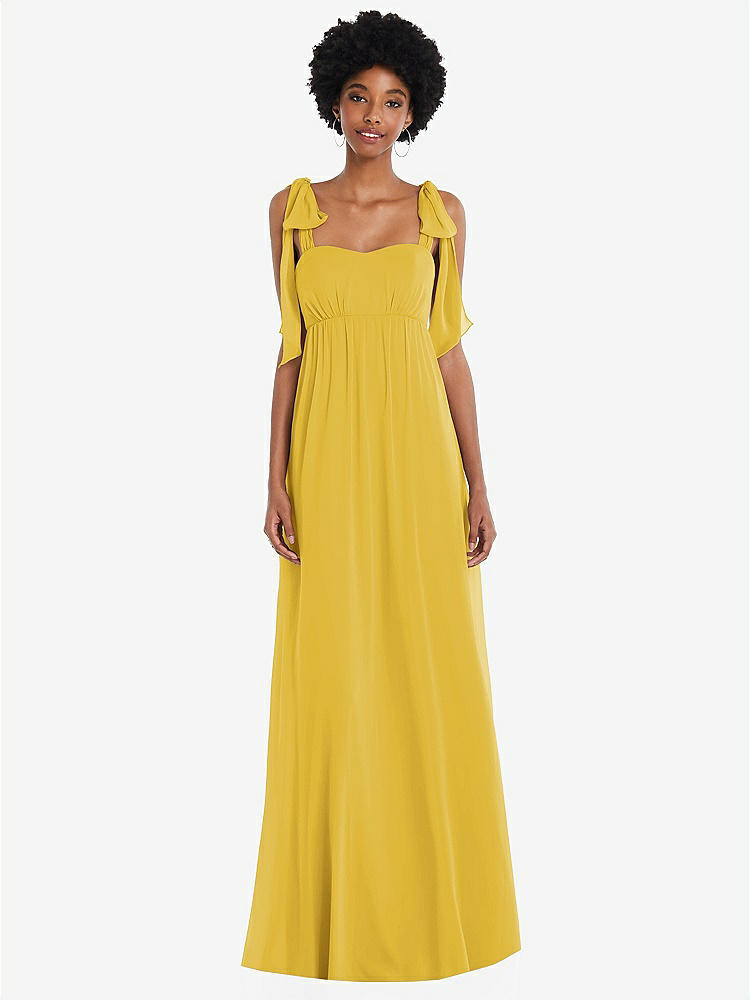 【STYLE: 1564】Convertible Tie-Shoulder Empire Waist Maxi Dress【COLOR: Marigold】