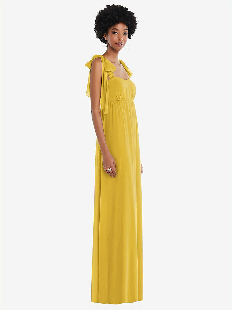 【STYLE: 1564】Convertible Tie-Shoulder Empire Waist Maxi Dress【COLOR: Marigold】