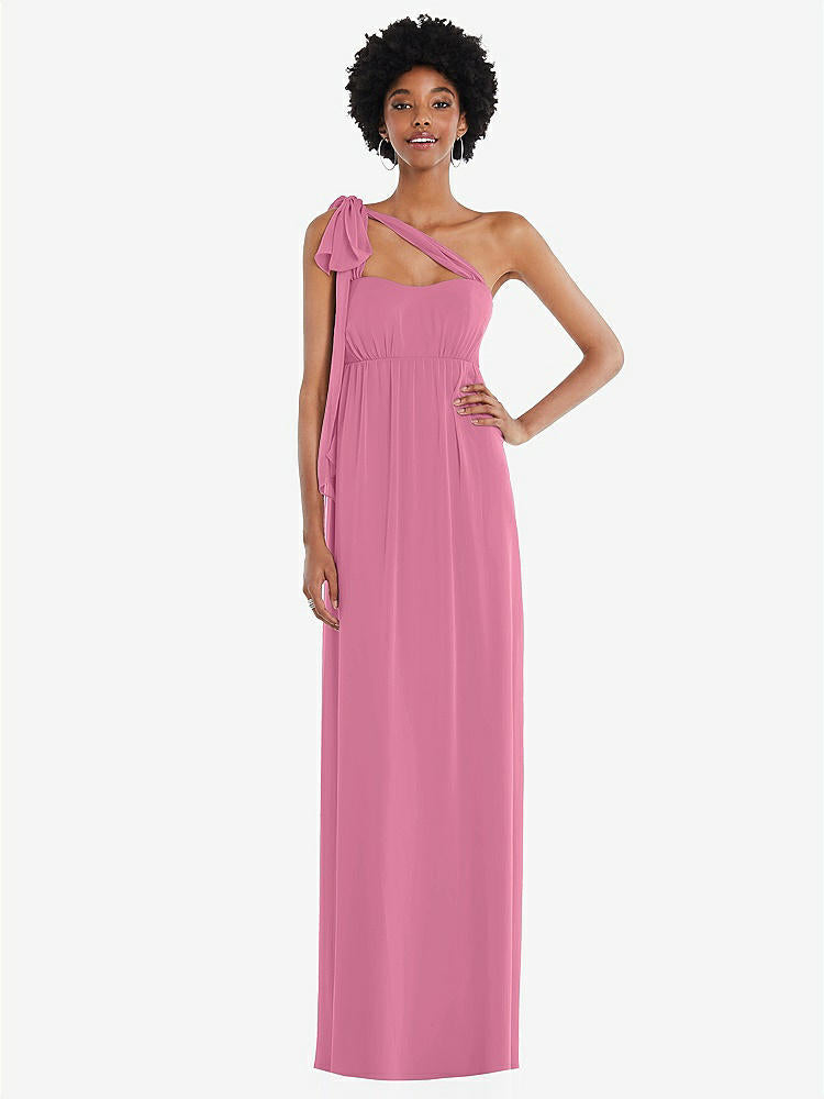 【STYLE: 1564】Convertible Tie-Shoulder Empire Waist Maxi Dress【COLOR: Orchid Pink】