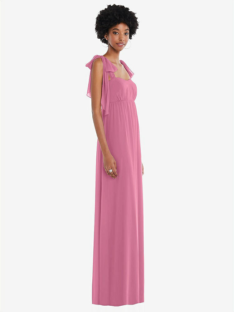 【STYLE: 1564】Convertible Tie-Shoulder Empire Waist Maxi Dress【COLOR: Orchid Pink】