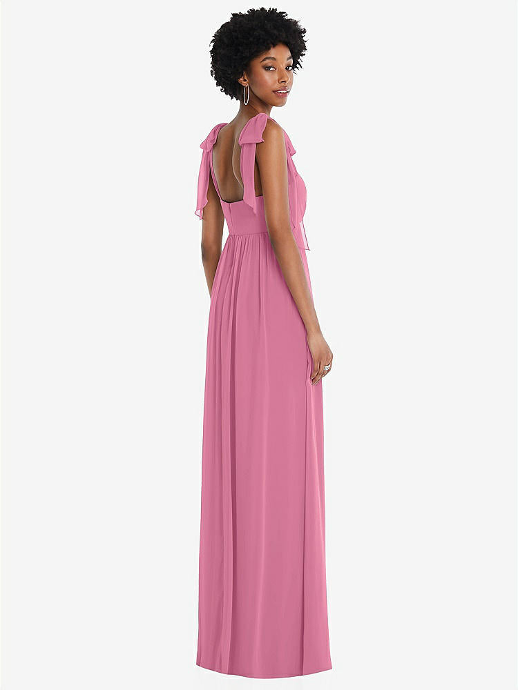 【STYLE: 1564】Convertible Tie-Shoulder Empire Waist Maxi Dress【COLOR: Orchid Pink】