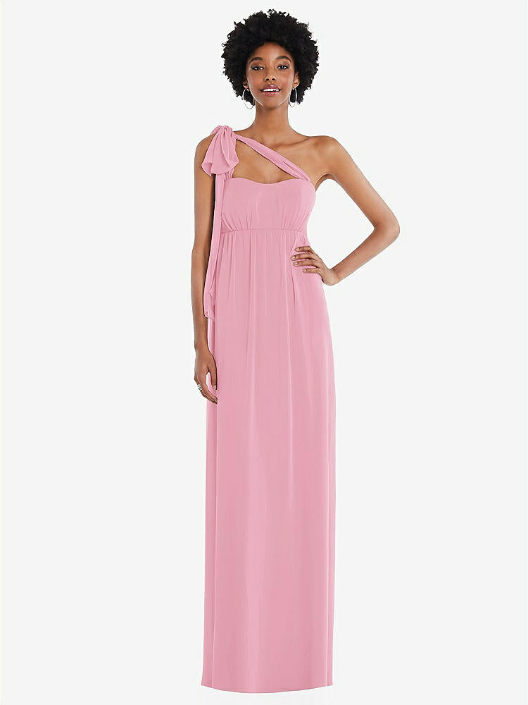 【STYLE: 1564】Convertible Tie-Shoulder Empire Waist Maxi Dress【COLOR: Peony Pink】
