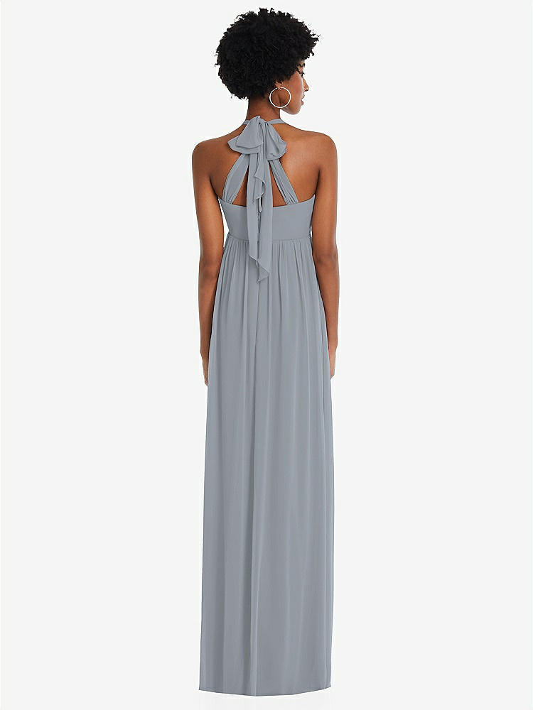 【STYLE: 1564】Convertible Tie-Shoulder Empire Waist Maxi Dress【COLOR: Platinum】