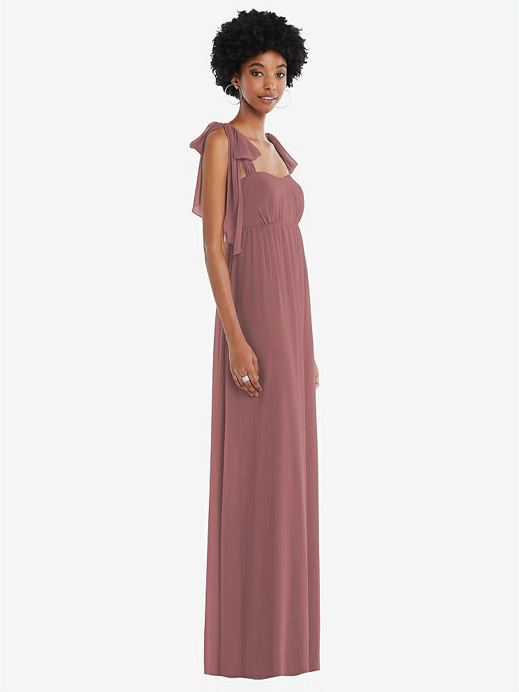 【STYLE: 1564】Convertible Tie-Shoulder Empire Waist Maxi Dress【COLOR: Rosewood】