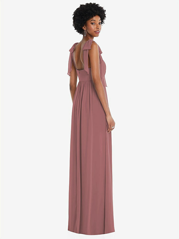 【STYLE: 1564】Convertible Tie-Shoulder Empire Waist Maxi Dress【COLOR: Rosewood】