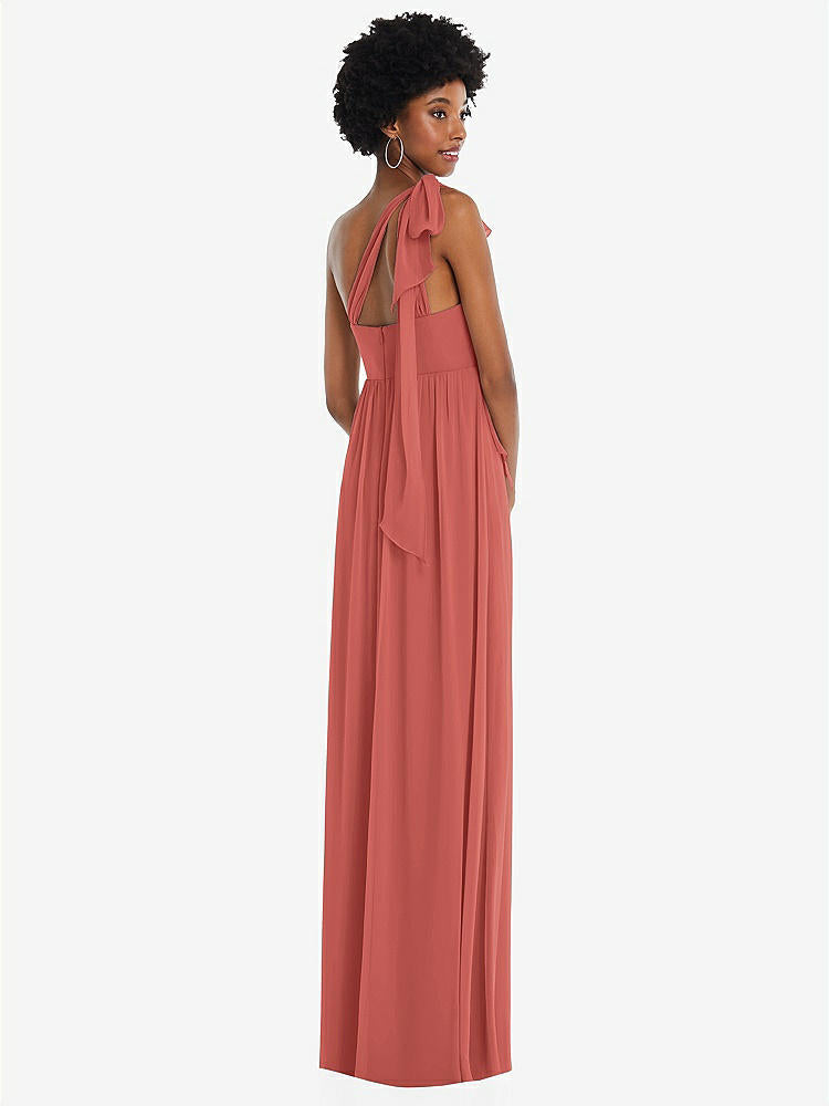【STYLE: 1564】Convertible Tie-Shoulder Empire Waist Maxi Dress【COLOR: Coral Pink】