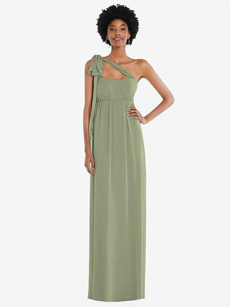 【STYLE: 1564】Convertible Tie-Shoulder Empire Waist Maxi Dress【COLOR: Sage】