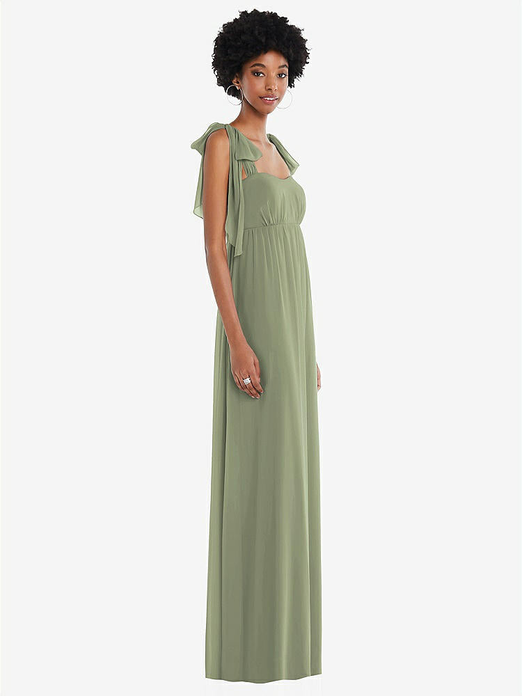 【STYLE: 1564】Convertible Tie-Shoulder Empire Waist Maxi Dress【COLOR: Sage】