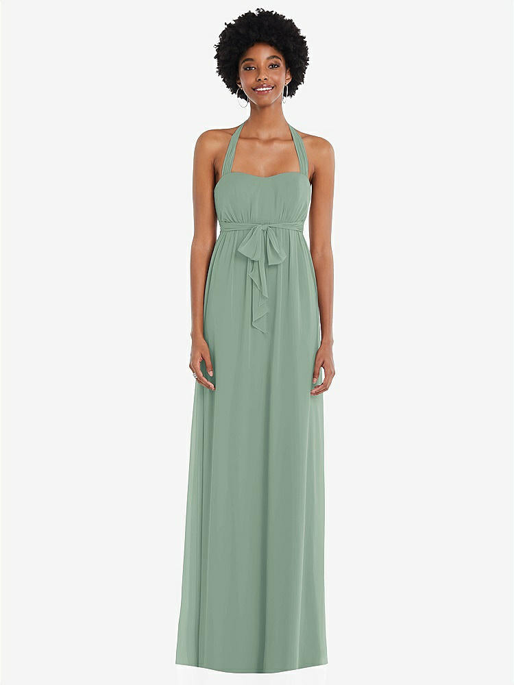 【STYLE: 1564】Convertible Tie-Shoulder Empire Waist Maxi Dress【COLOR: Seagrass】