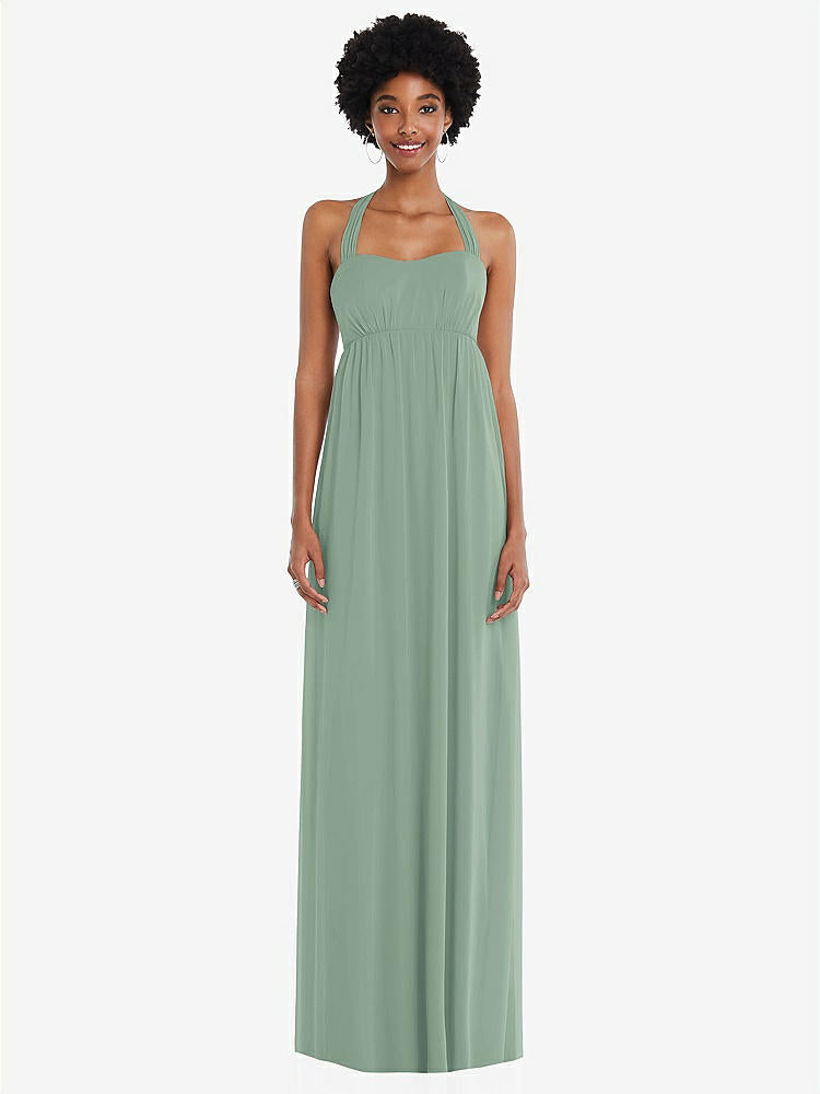 【STYLE: 1564】Convertible Tie-Shoulder Empire Waist Maxi Dress【COLOR: Seagrass】