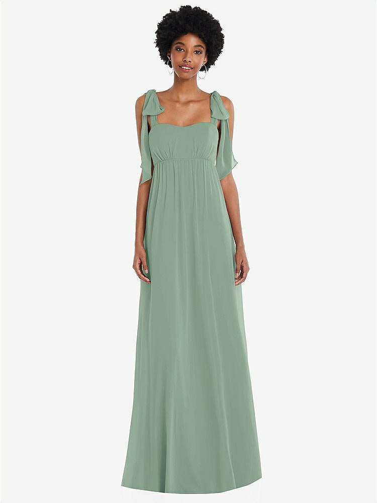 【STYLE: 1564】Convertible Tie-Shoulder Empire Waist Maxi Dress【COLOR: Seagrass】