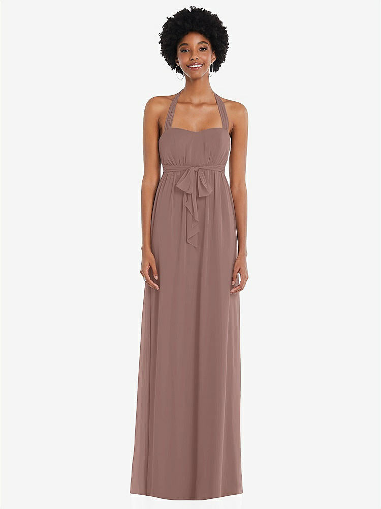 【STYLE: 1564】Convertible Tie-Shoulder Empire Waist Maxi Dress【COLOR: Sienna】