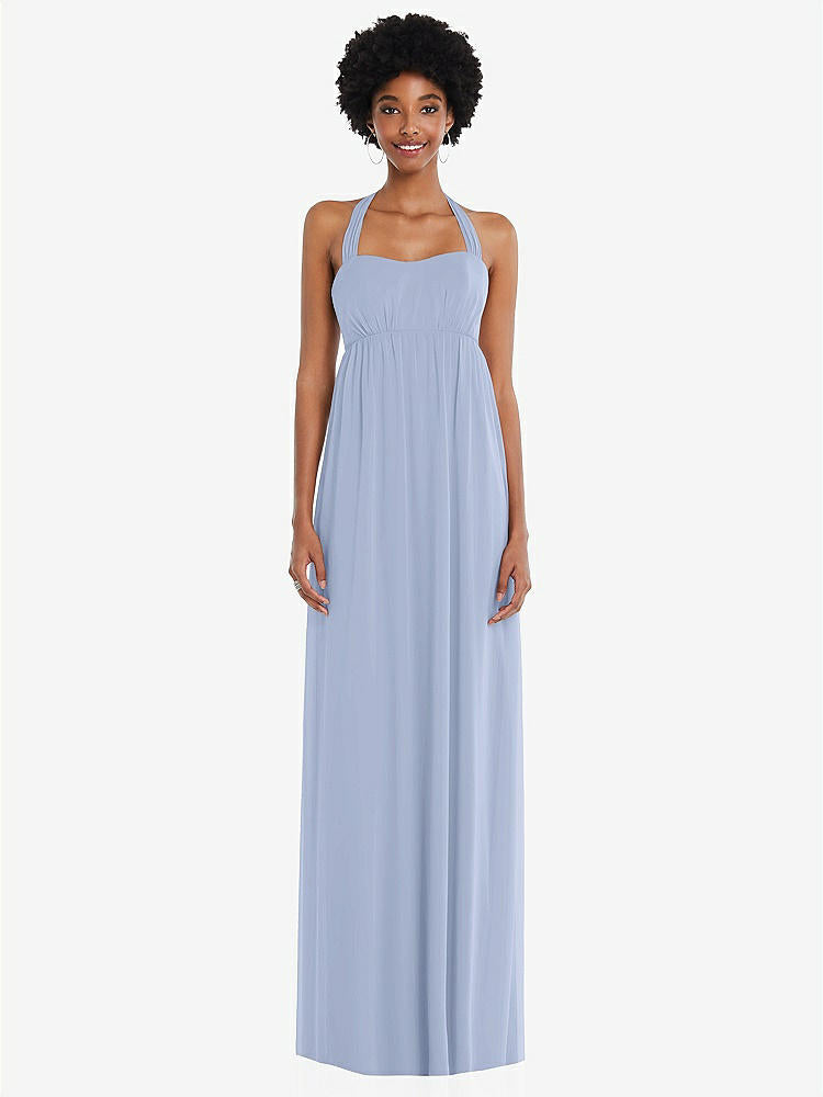 【STYLE: 1564】Convertible Tie-Shoulder Empire Waist Maxi Dress【COLOR: Sky Blue】