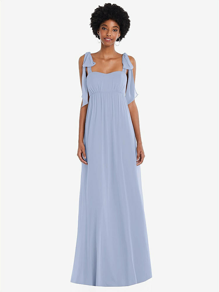 【STYLE: 1564】Convertible Tie-Shoulder Empire Waist Maxi Dress【COLOR: Sky Blue】