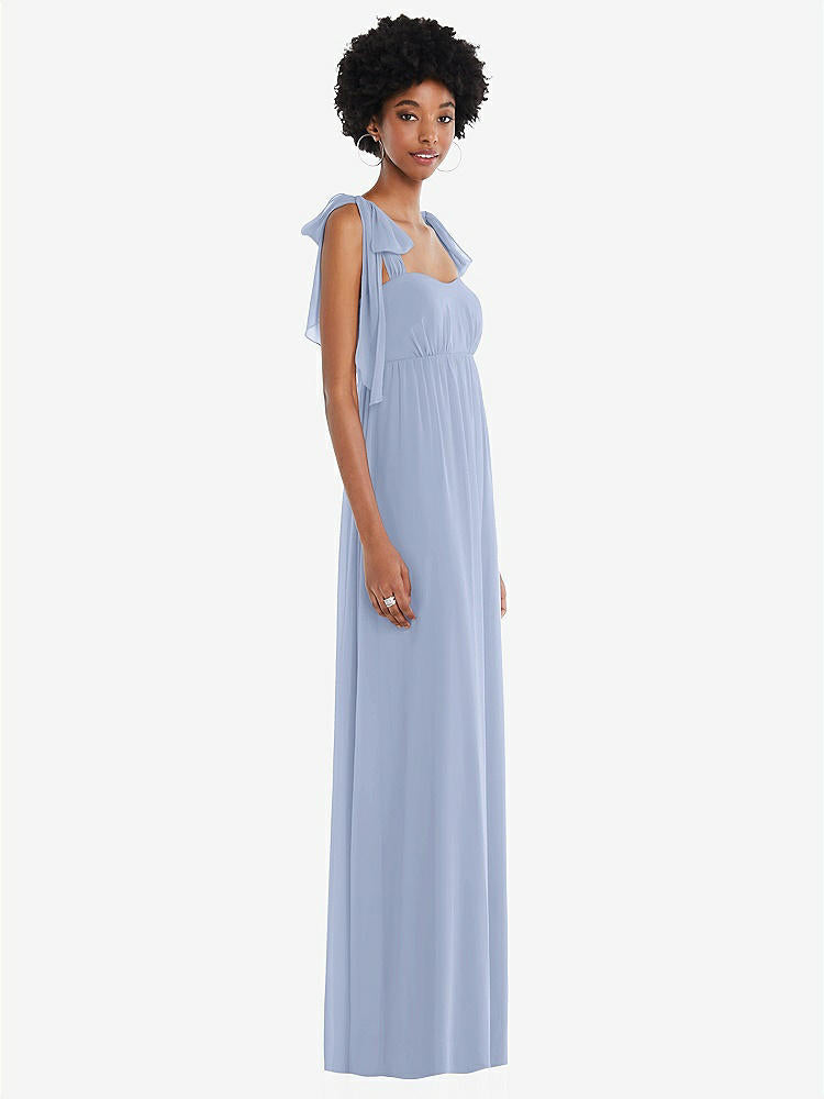 【STYLE: 1564】Convertible Tie-Shoulder Empire Waist Maxi Dress【COLOR: Sky Blue】