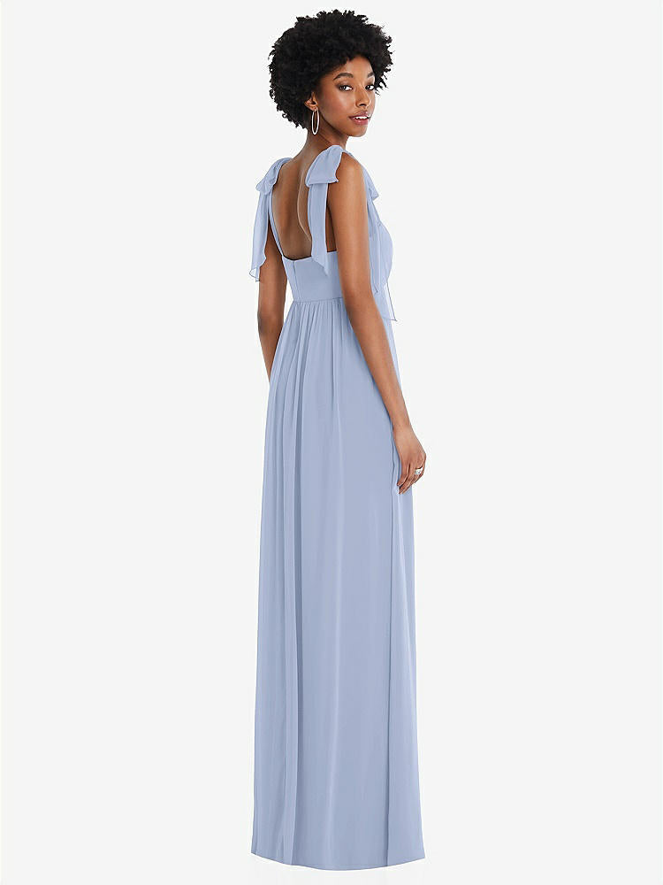 【STYLE: 1564】Convertible Tie-Shoulder Empire Waist Maxi Dress【COLOR: Sky Blue】