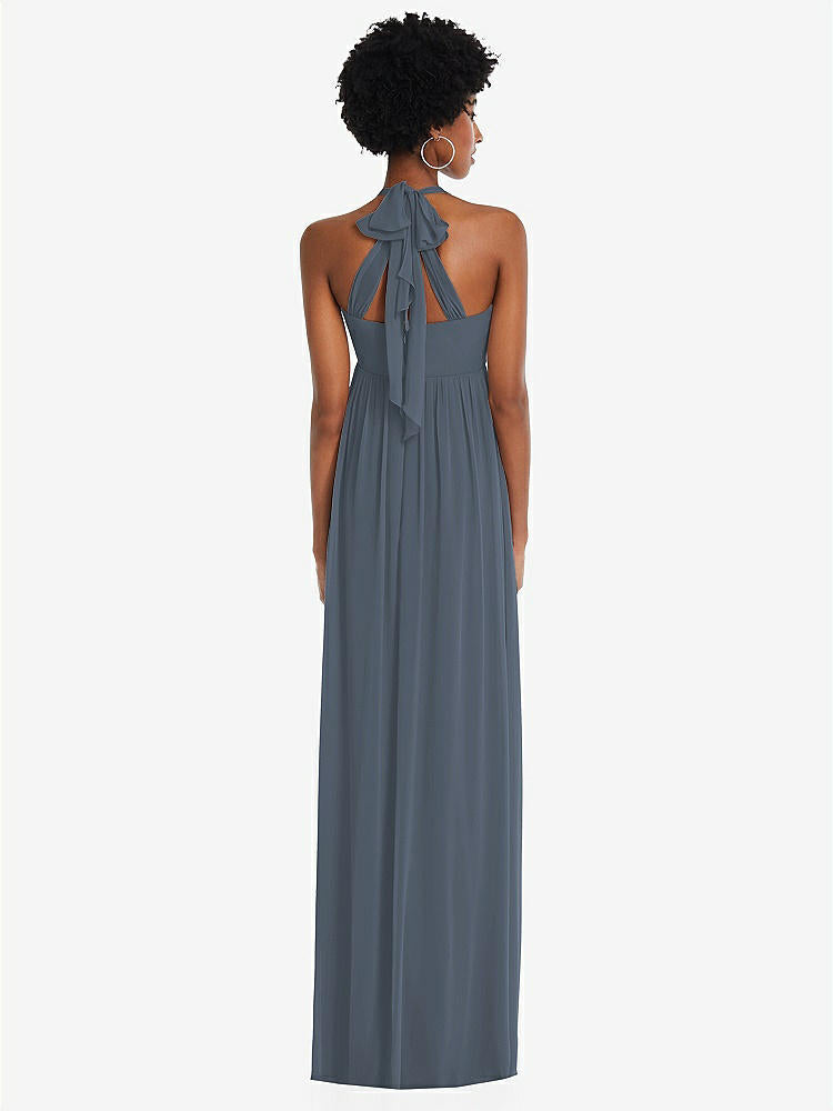 【STYLE: 1564】Convertible Tie-Shoulder Empire Waist Maxi Dress【COLOR: Silverstone】