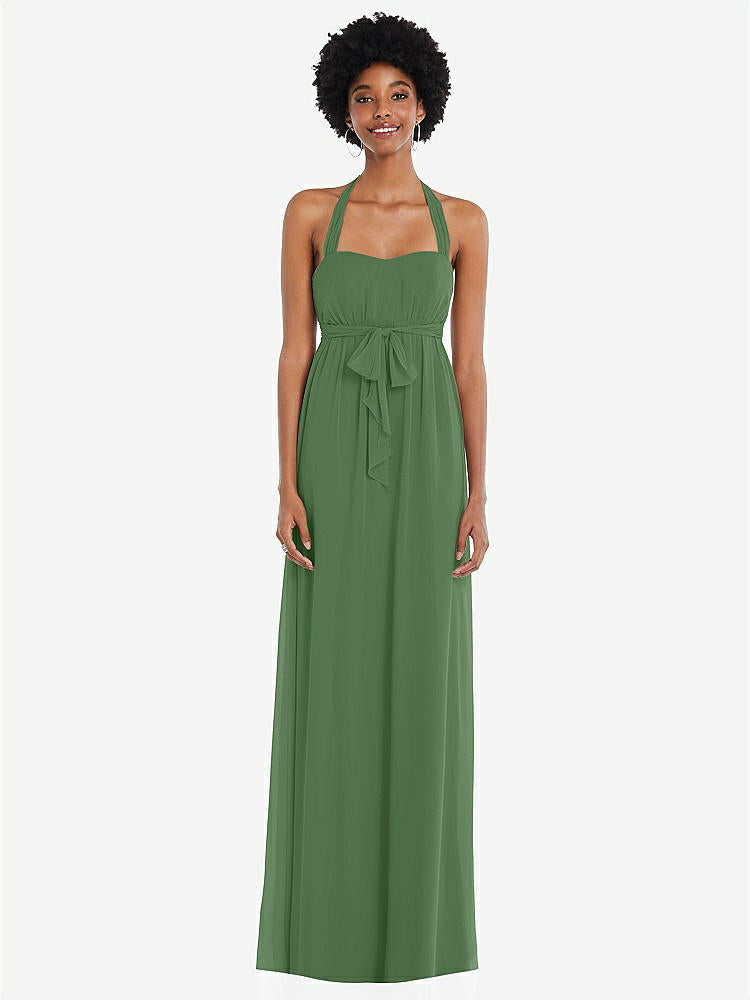 【STYLE: 1564】Convertible Tie-Shoulder Empire Waist Maxi Dress【COLOR: Vineyard Green】