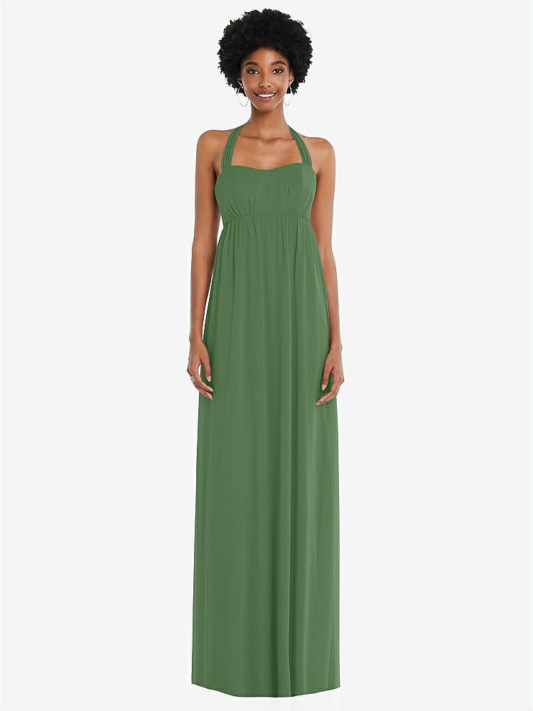 【STYLE: 1564】Convertible Tie-Shoulder Empire Waist Maxi Dress【COLOR: Vineyard Green】