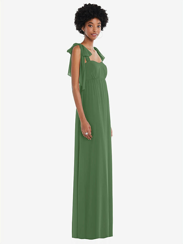 【STYLE: 1564】Convertible Tie-Shoulder Empire Waist Maxi Dress【COLOR: Vineyard Green】