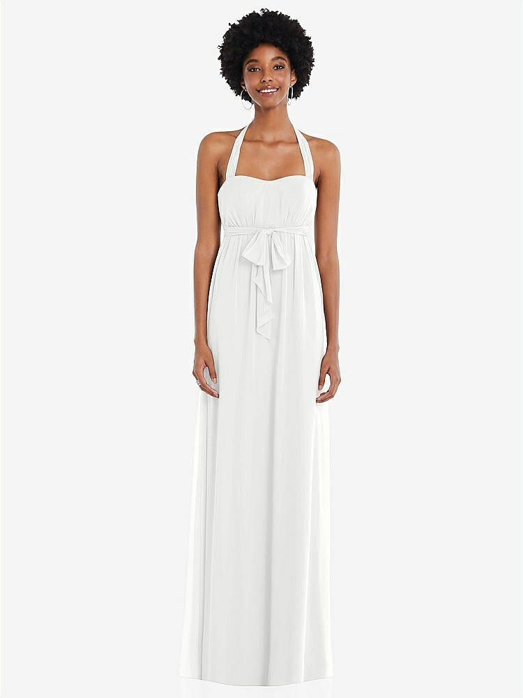 【STYLE: 1564】Convertible Tie-Shoulder Empire Waist Maxi Dress【COLOR: White】