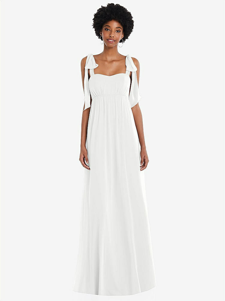 【STYLE: 1564】Convertible Tie-Shoulder Empire Waist Maxi Dress【COLOR: White】