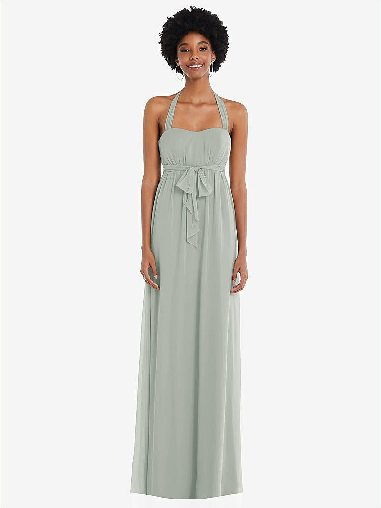 【STYLE: 1564】Convertible Tie-Shoulder Empire Waist Maxi Dress【COLOR: Willow Green】