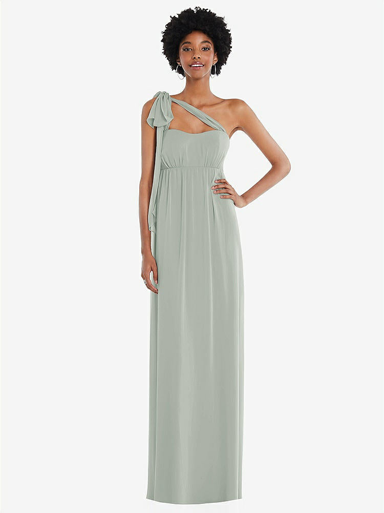 【STYLE: 1564】Convertible Tie-Shoulder Empire Waist Maxi Dress【COLOR: Willow Green】
