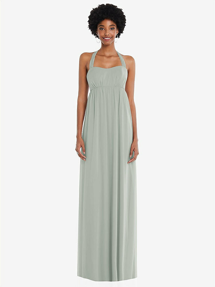 【STYLE: 1564】Convertible Tie-Shoulder Empire Waist Maxi Dress【COLOR: Willow Green】