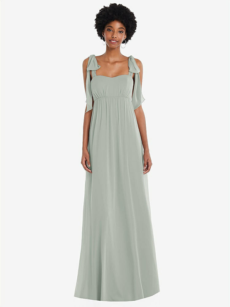 【STYLE: 1564】Convertible Tie-Shoulder Empire Waist Maxi Dress【COLOR: Willow Green】