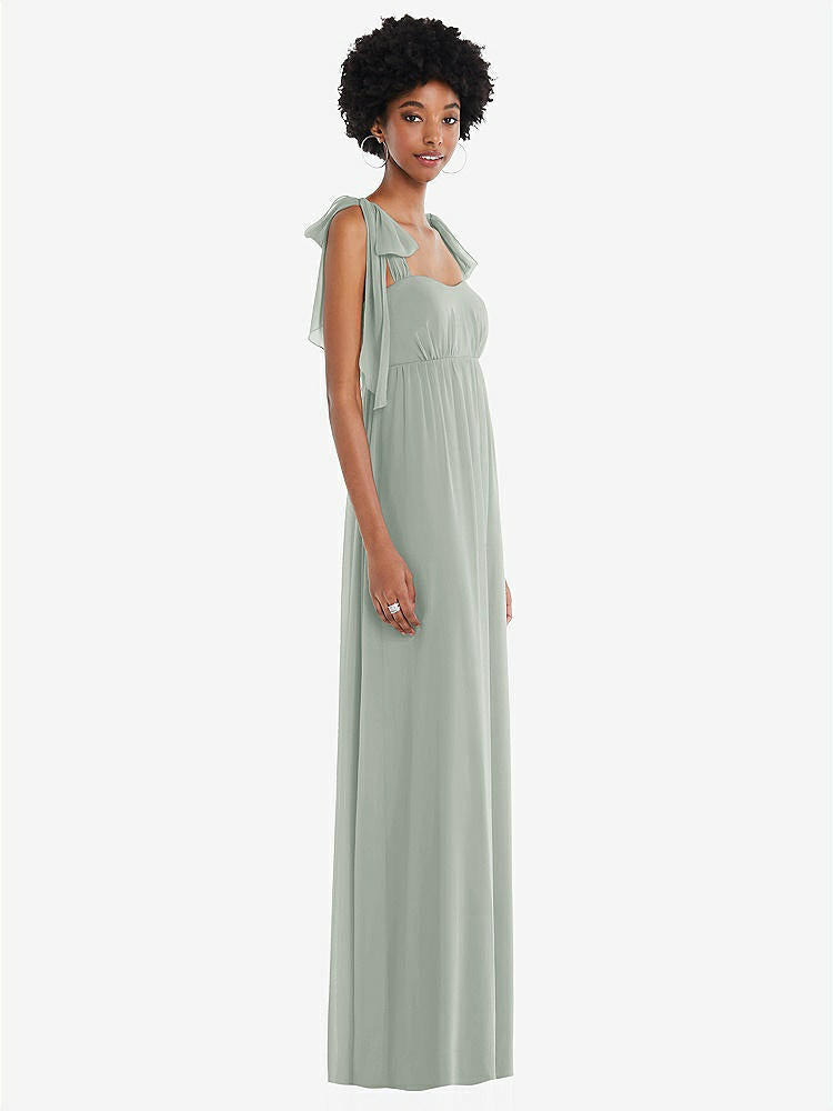【STYLE: 1564】Convertible Tie-Shoulder Empire Waist Maxi Dress【COLOR: Willow Green】