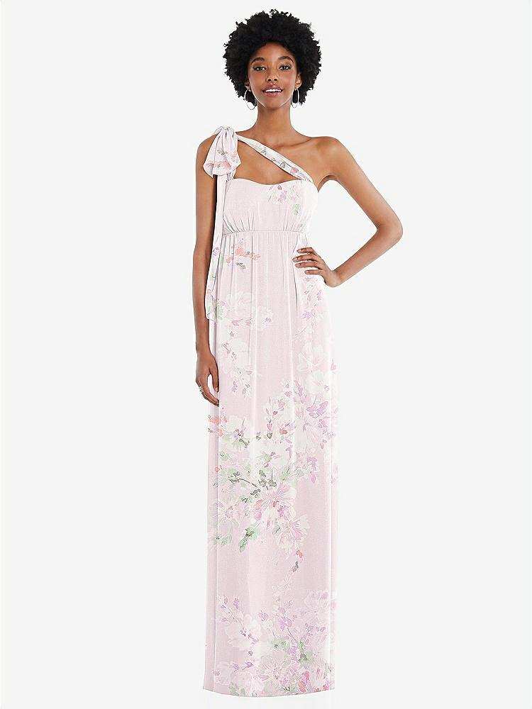 【STYLE: 1564】Convertible Tie-Shoulder Empire Waist Maxi Dress【COLOR: Watercolor Print】