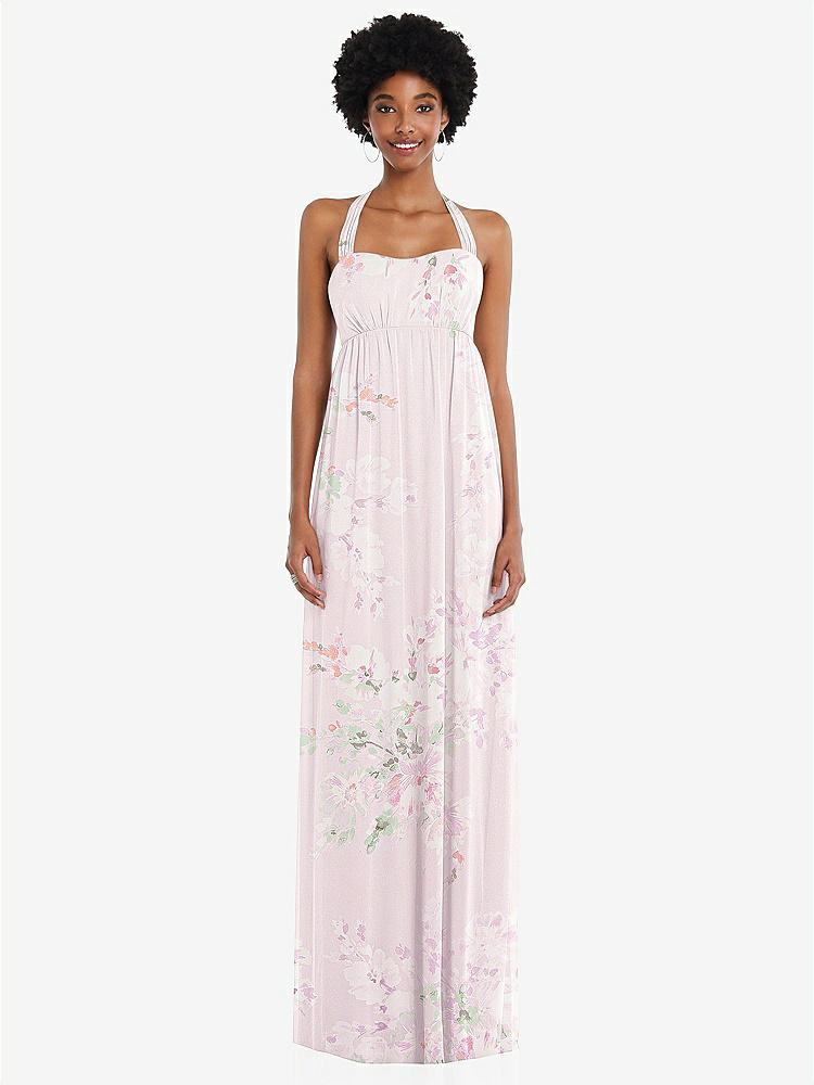 【STYLE: 1564】Convertible Tie-Shoulder Empire Waist Maxi Dress【COLOR: Watercolor Print】