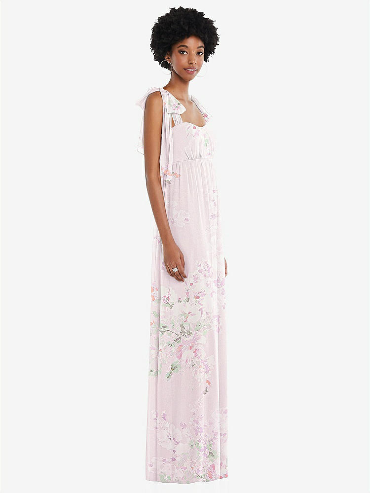 【STYLE: 1564】Convertible Tie-Shoulder Empire Waist Maxi Dress【COLOR: Watercolor Print】