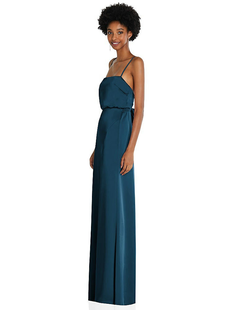 【STYLE: 8217】シンプルベアトップ マキシ ドレス ストラップ【COLOR: Atlantic Blue】【SIZE: 00-30W】