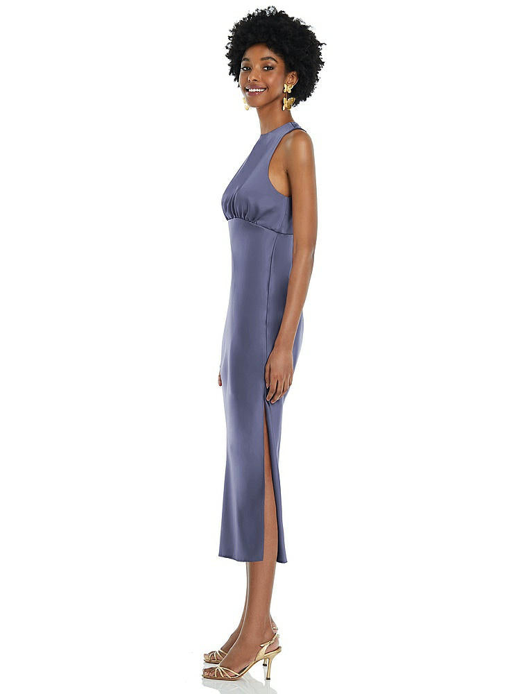 【NEW】【STYLE: LB042】ジュエル 首 ノースリーブ MIDI ドレス バイアス スカート【COLOR: French Blue】【SIZE: 00-30W】