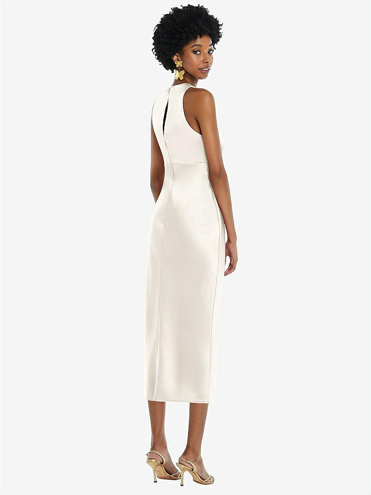 【STYLE: LB042】Jewel Neck Sleeveless Midi Dress with Bias Skirt【COLOR: Ivory】