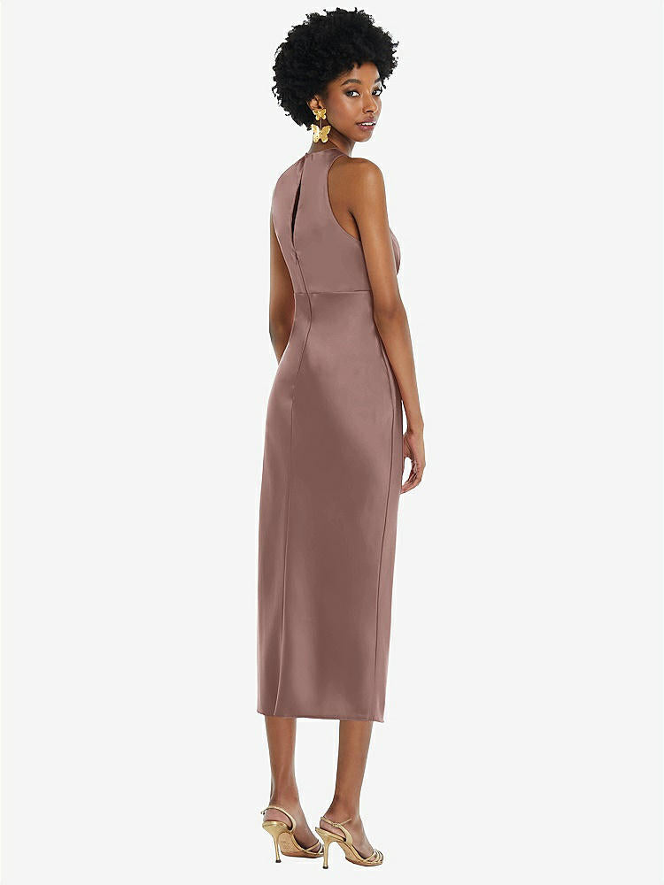 【STYLE: LB042】Jewel Neck Sleeveless Midi Dress with Bias Skirt【COLOR: Sienna】